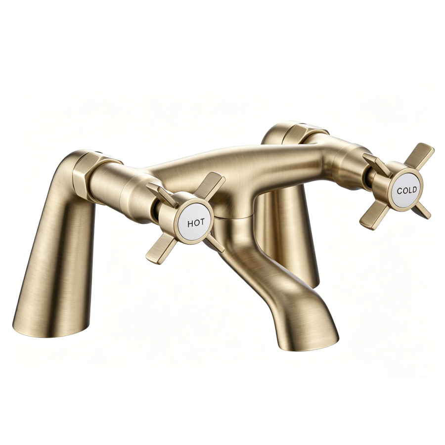 Brushed Brass Traditional Bath Filler - Ripley