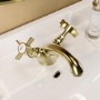 Brushed Brass  Crosshead Mono Basin Mixer Tap - Ripley
