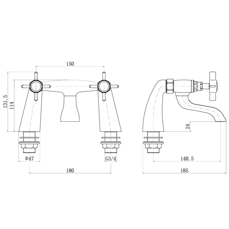 Chrome Traditional Bath Filler - Ripley