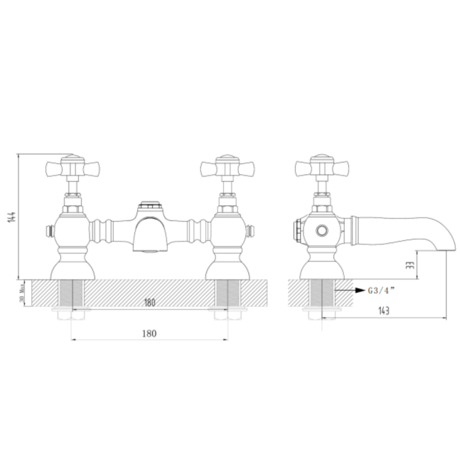 Chrome Traditional Bath Filler Tap - Ripley