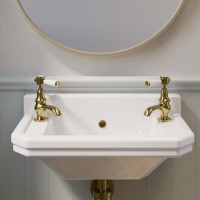 White Wall Hung Cloakroom Basin with 2 Tap Holes 506mm - Ripley