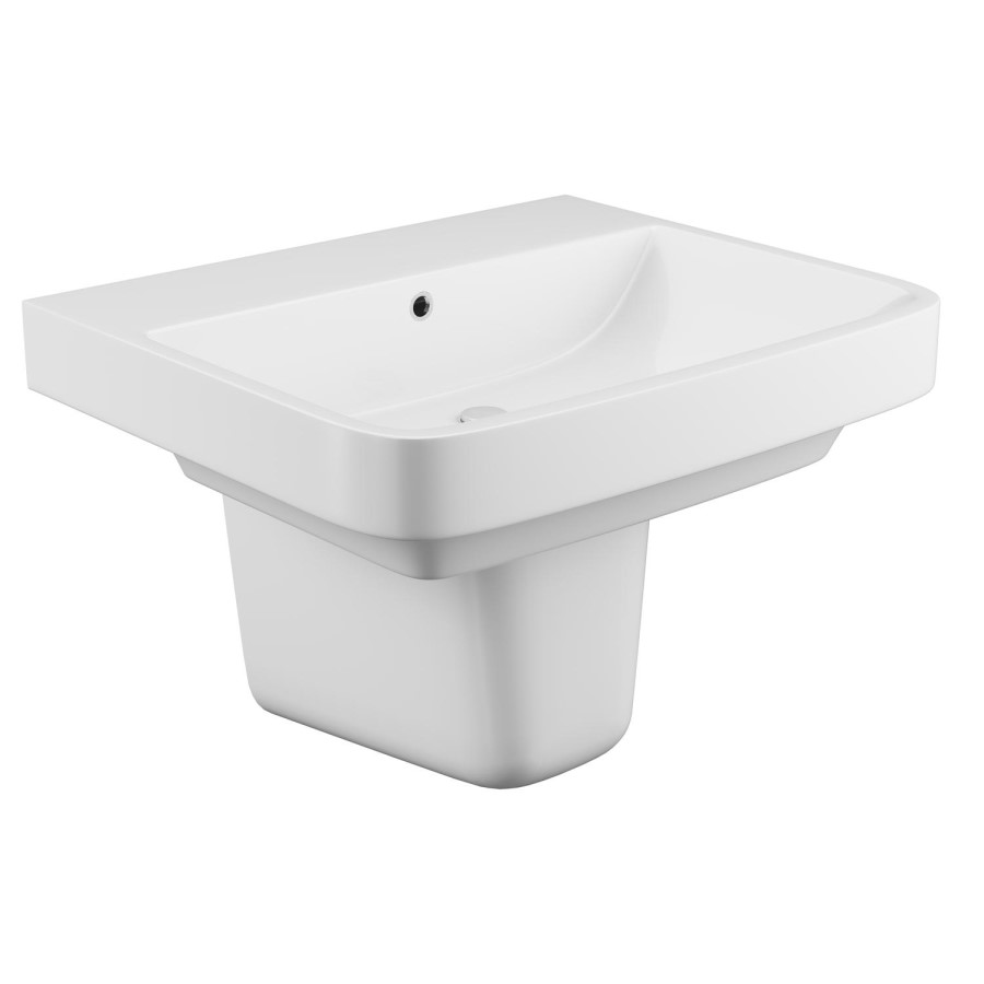 Davana Wall Mount Sink with Semi Pedestal - 1 Tap Hole