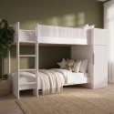 RIY001 White Ribbed Detail Bunk Bed with Storage - Riya