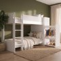 White Ribbed Detail Bunk Bed with Storage - Riya