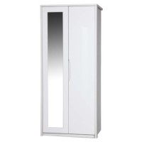 Avola Premium Plus 2 Door Wardrobe in White with Cream Gloss