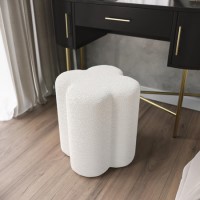 ONLY OPENED - Off-White Boucle Fabric Dressing Table Stool - Roma ONLY OPENED - Off-White Boucle Fabric Dressing Table Stool - Roma
