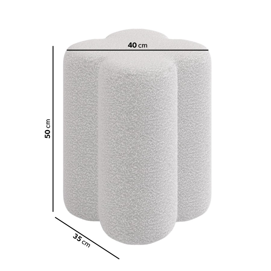 ONLY OPENED - Off-White Boucle Fabric Dressing Table Stool - Roma
