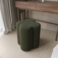 Green Boucle Fabric Dressing Table Stool - Roma Green Boucle Fabric Dressing Table Stool - Roma
