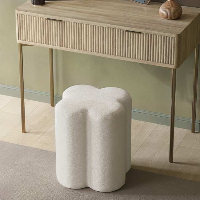 Cream Fabric Dressing Table Stool - Roma