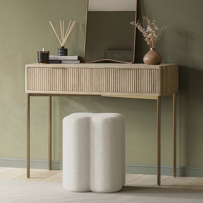 Cream Fabric Dressing Table Stool - Roma