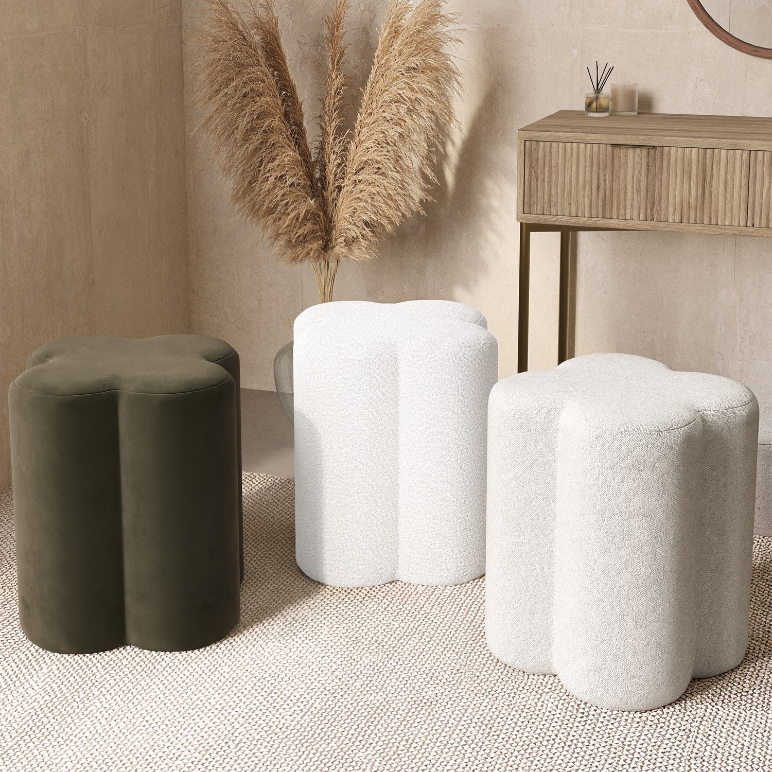 Cream Fabric Dressing Table Stool - Roma - Furniture123 Cream Fabric Dressing Table Stool - Roma - Furniture123