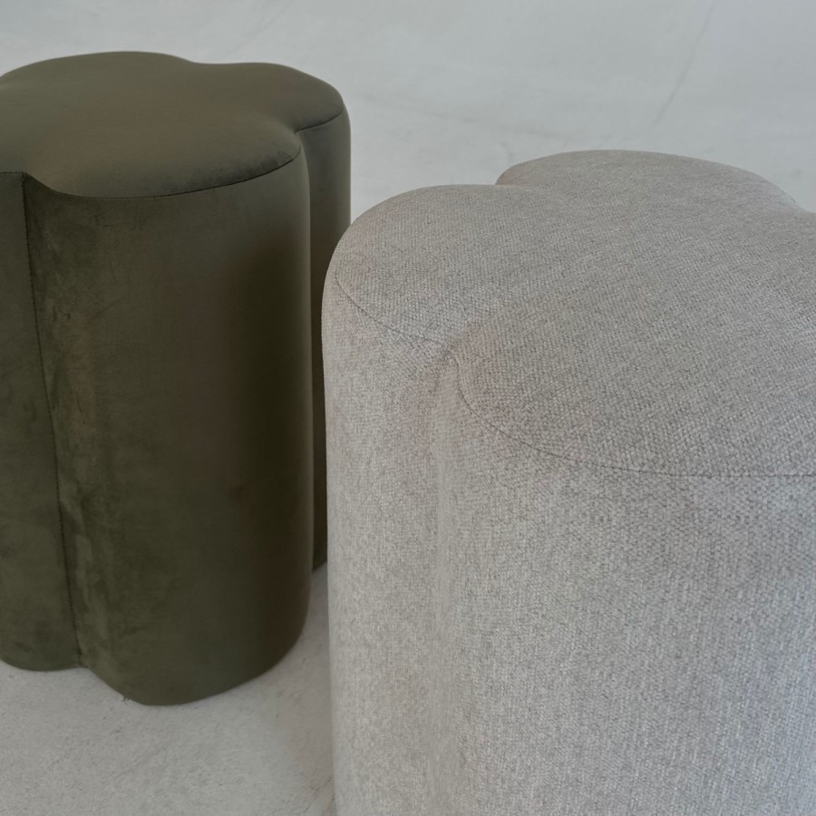 Cream Fabric Dressing Table Stool - Roma