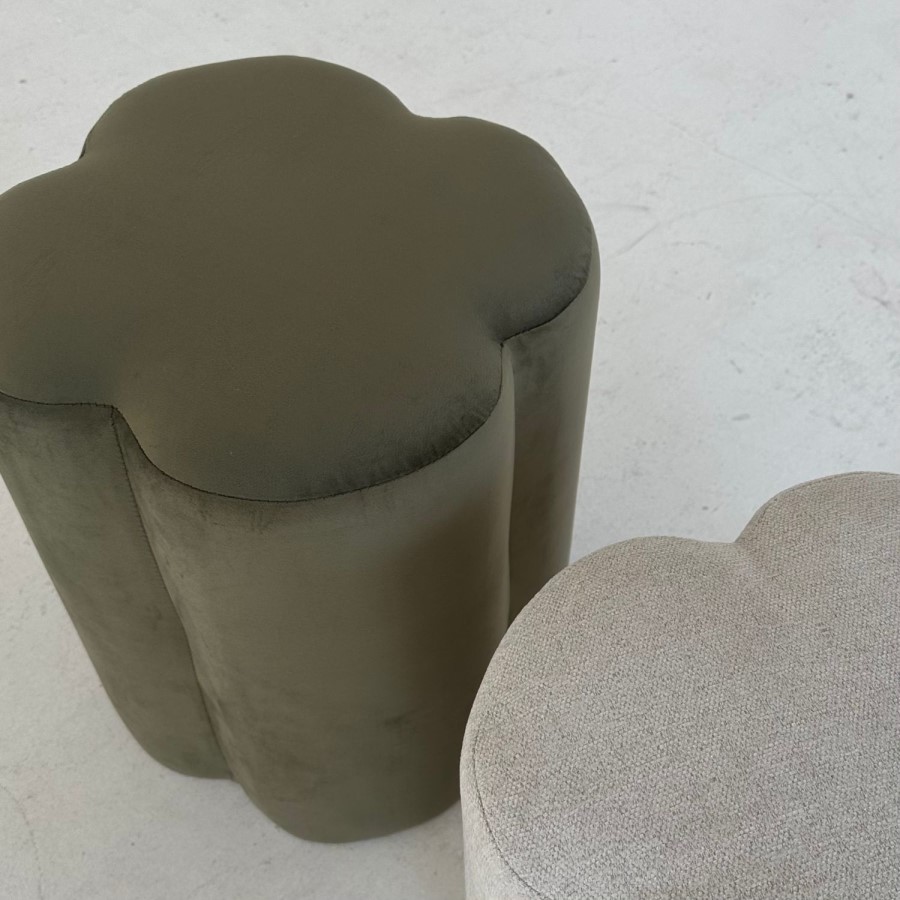 ONLY OPENED - Khaki Green Velvet Dressing Table Stool - Roma