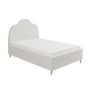 Off-White Boucle Small Double Ottoman Bed with Legs and Scalloped Headboard - Roma