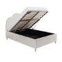 Off-White Boucle Small Double Ottoman Bed with Legs and Scalloped Headboard - Roma