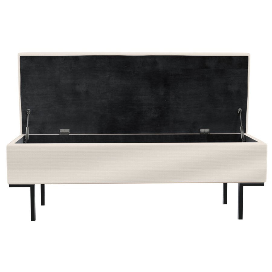 Beige Corduroy Ottoman Storage Blanket Box - Roman