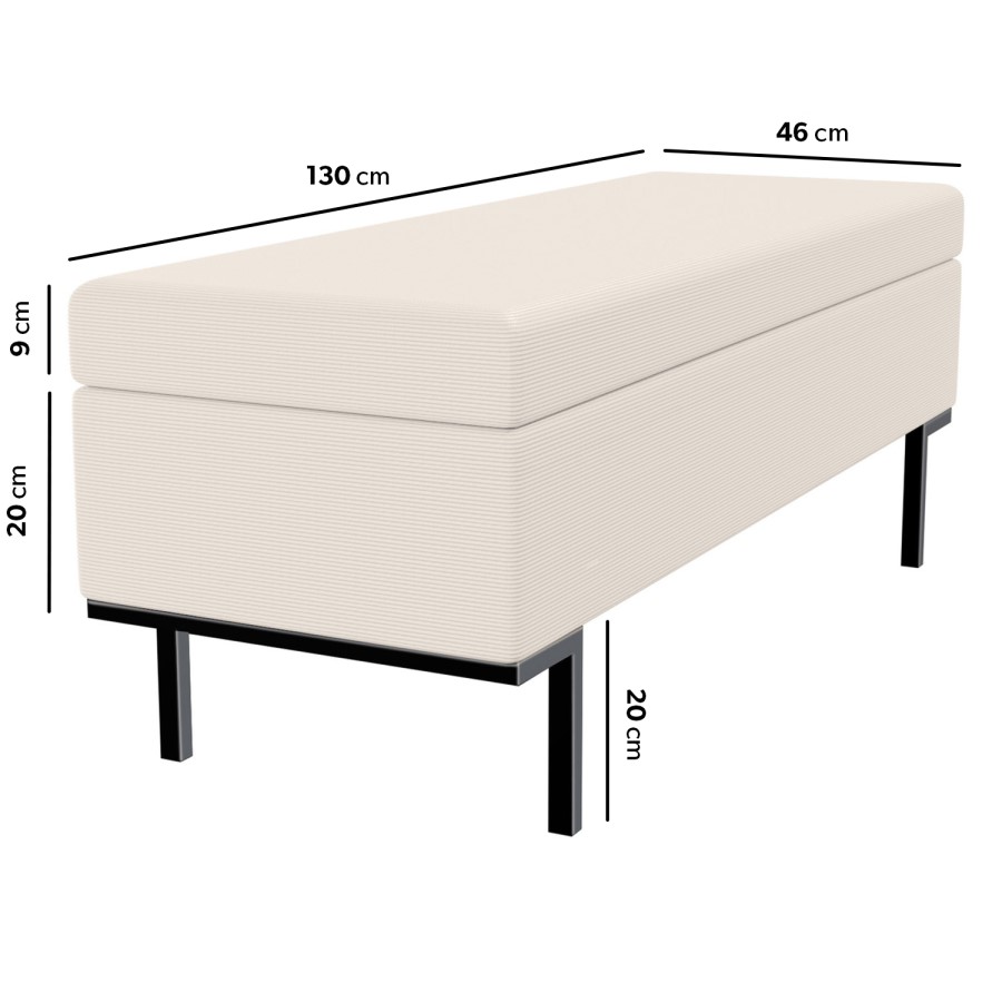 Beige Corduroy Ottoman Storage Blanket Box - Roman