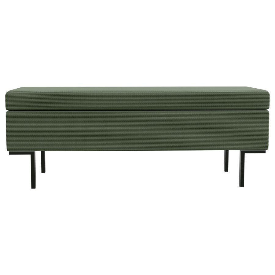 GRADE A1 - Upholstered Ottoman Storage Bench in Green Corduroy - Roman