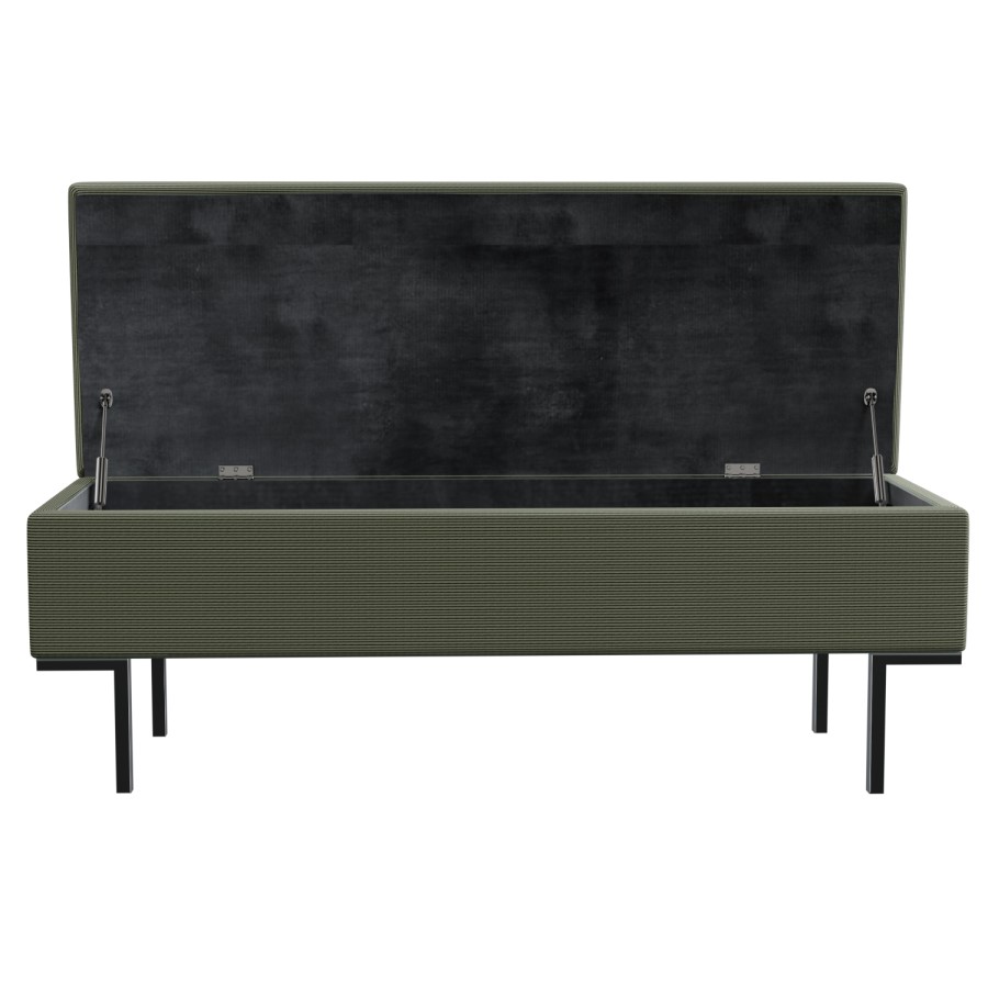 GRADE A1 - Upholstered Ottoman Storage Bench in Green Corduroy - Roman
