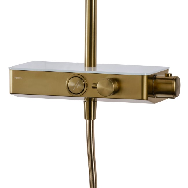 Triton Push Button Bar Diverter Mixer Shower Set - Brass