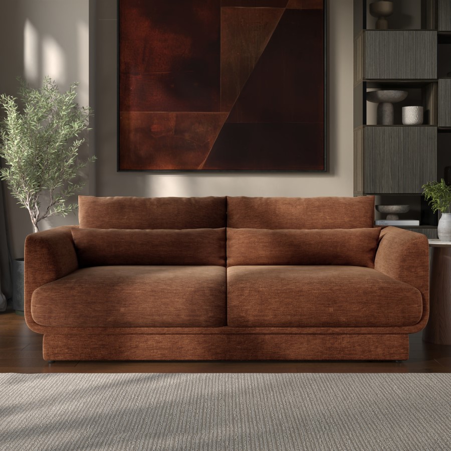 Brown Chenille 3-Seater Sofa - Ramses 