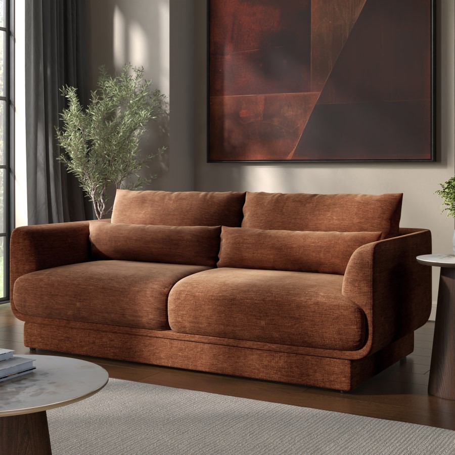 Brown Chenille 3-Seater Sofa - Ramses 