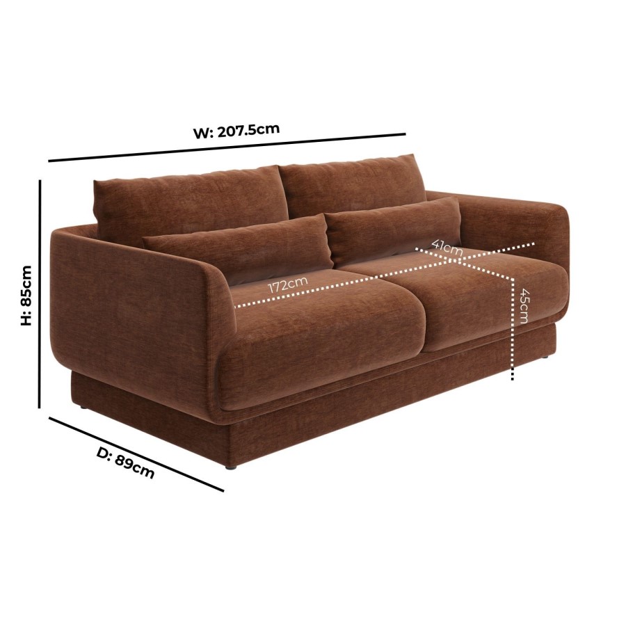 Brown Chenille 3-Seater Sofa - Ramses 