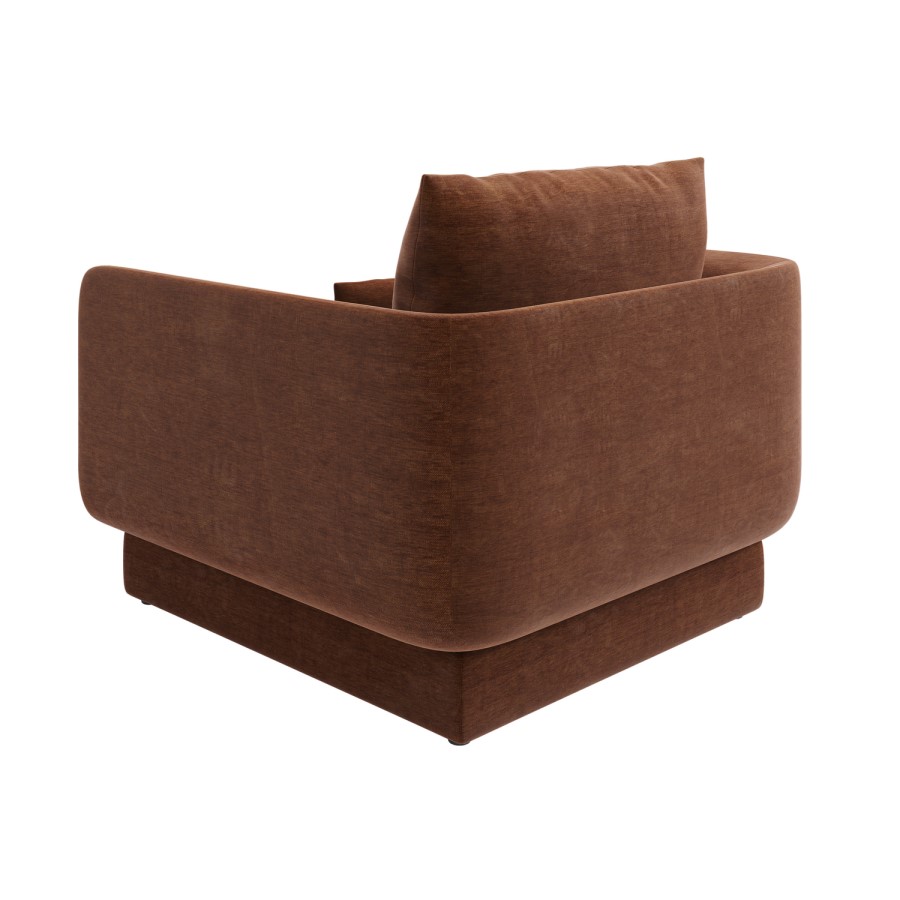 Brown Chenille Armchair with Cushion - Ramses 