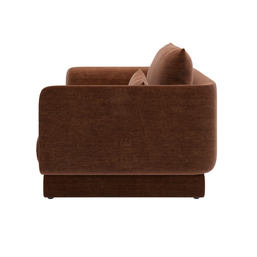 Brown Chenille Armchair with Cushion - Ramses 