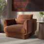 Brown Chenille Armchair with Cushion - Ramses 