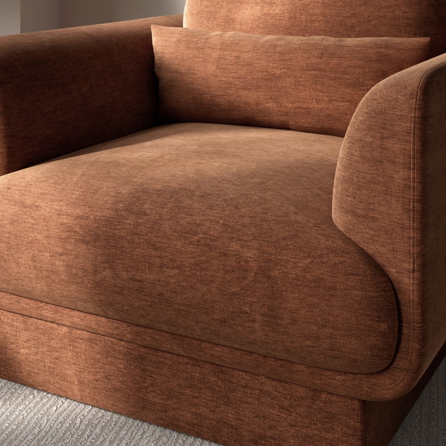 Brown Chenille Armchair with Cushion - Ramses 