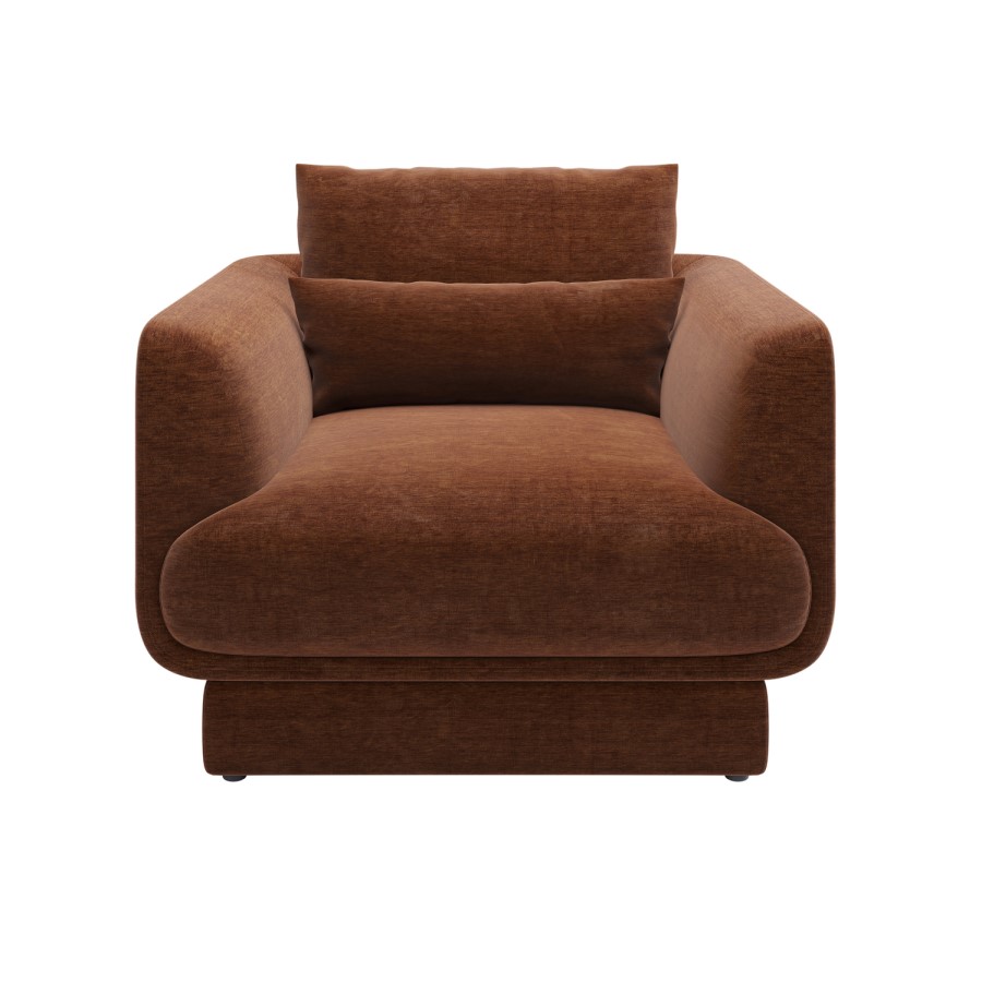 Brown Chenille Armchair with Cushion - Ramses 