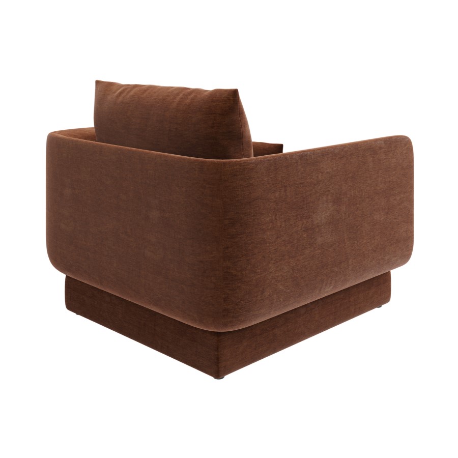 Brown Chenille Armchair with Cushion - Ramses 