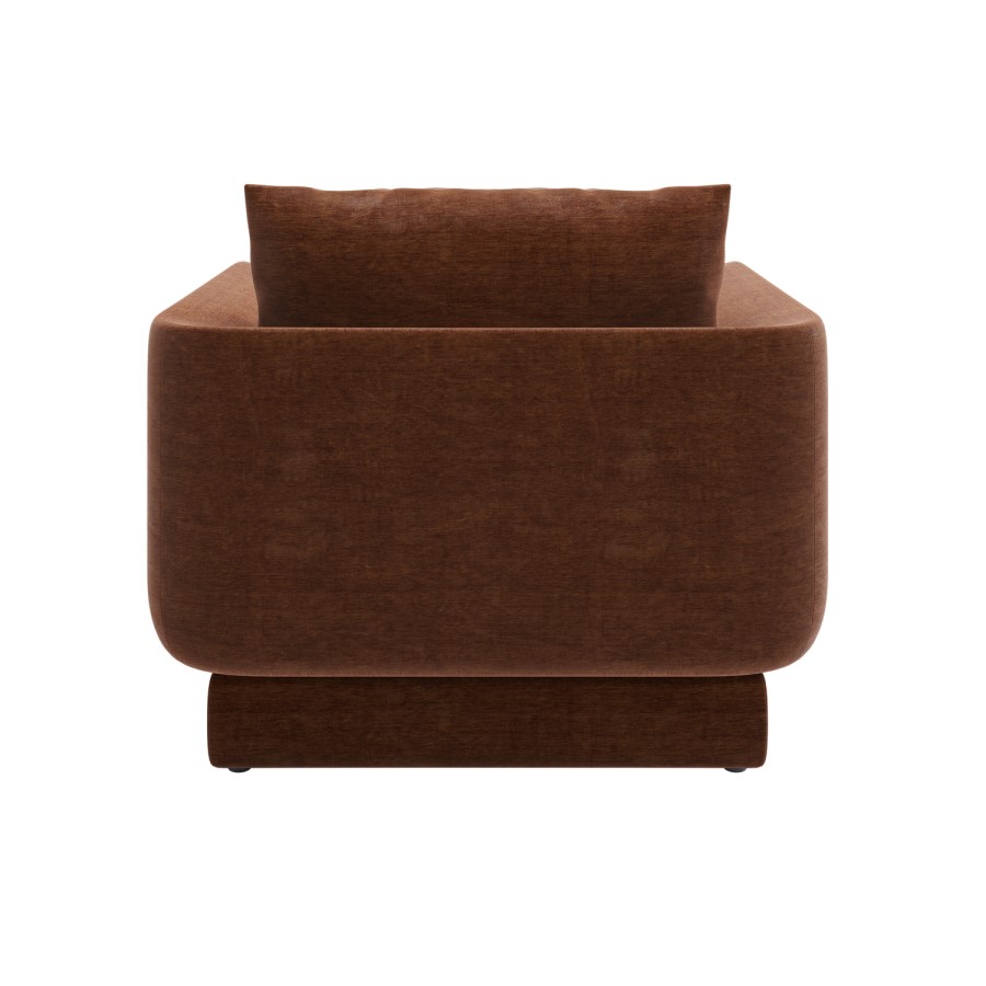 Brown Chenille Armchair with Cushion - Ramses 
