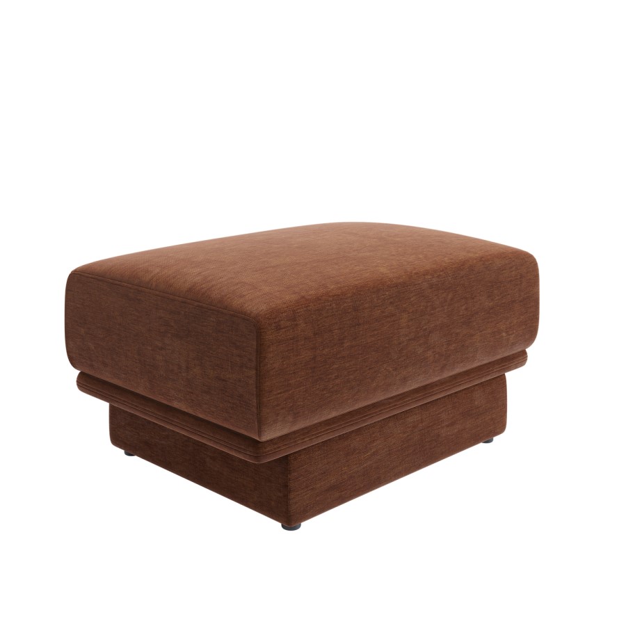 Brown Chenille Footstool - Ramses