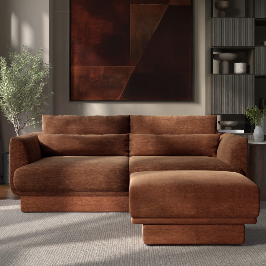 Brown Chenille Footstool - Ramses