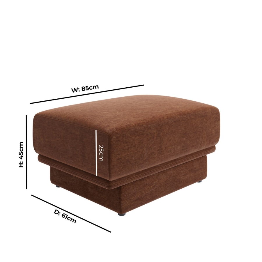 Brown Chenille Footstool - Ramses