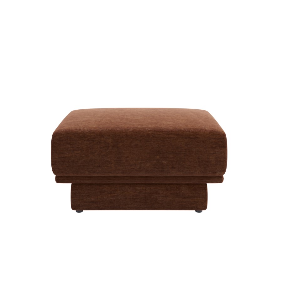 Brown Chenille Footstool - Ramses