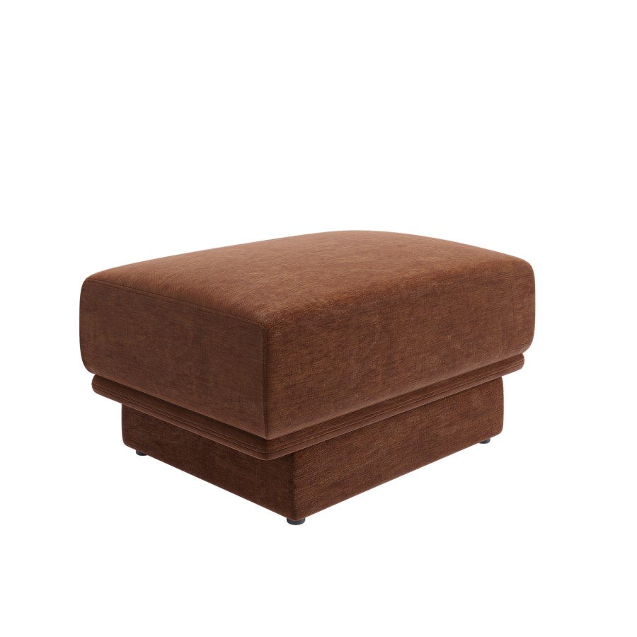 Brown Chenille Footstool - Ramses