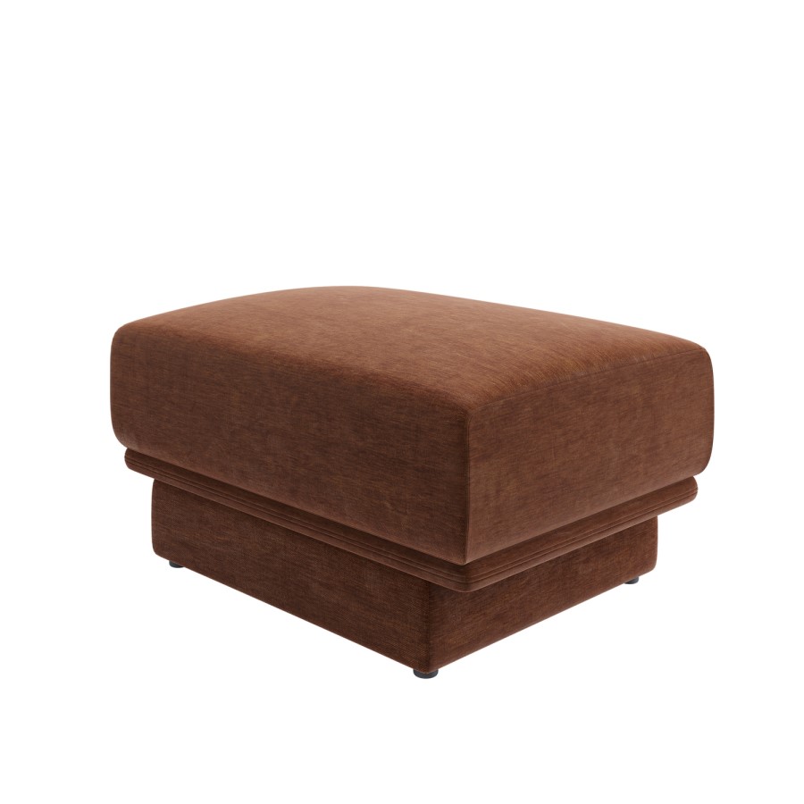 Brown Chenille Footstool - Ramses