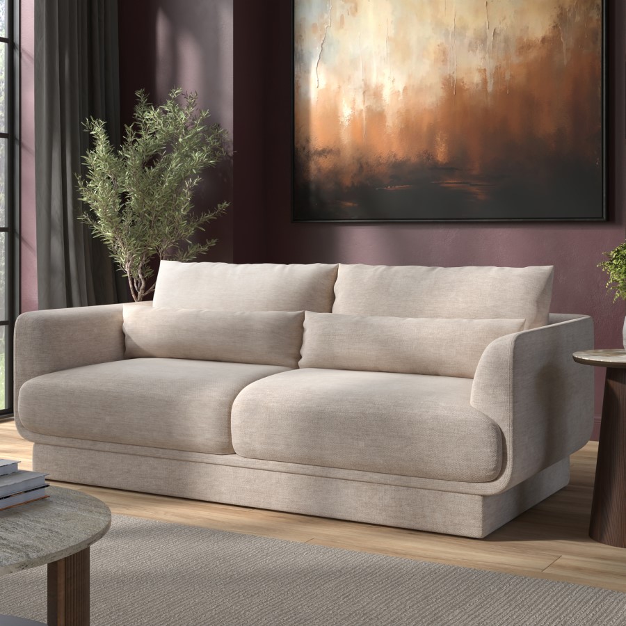 Beige Chenille 3-Seater Sofa - Ramses 