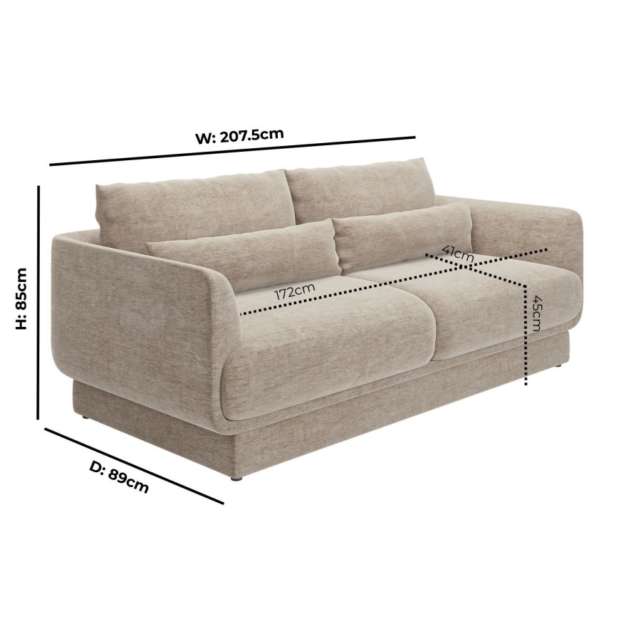Beige Chenille 3-Seater Sofa - Ramses 