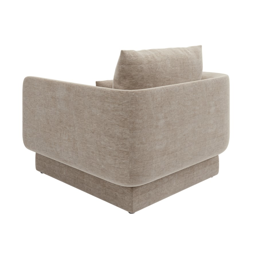 Beige Chenille Armchair with Cushion - Ramses 