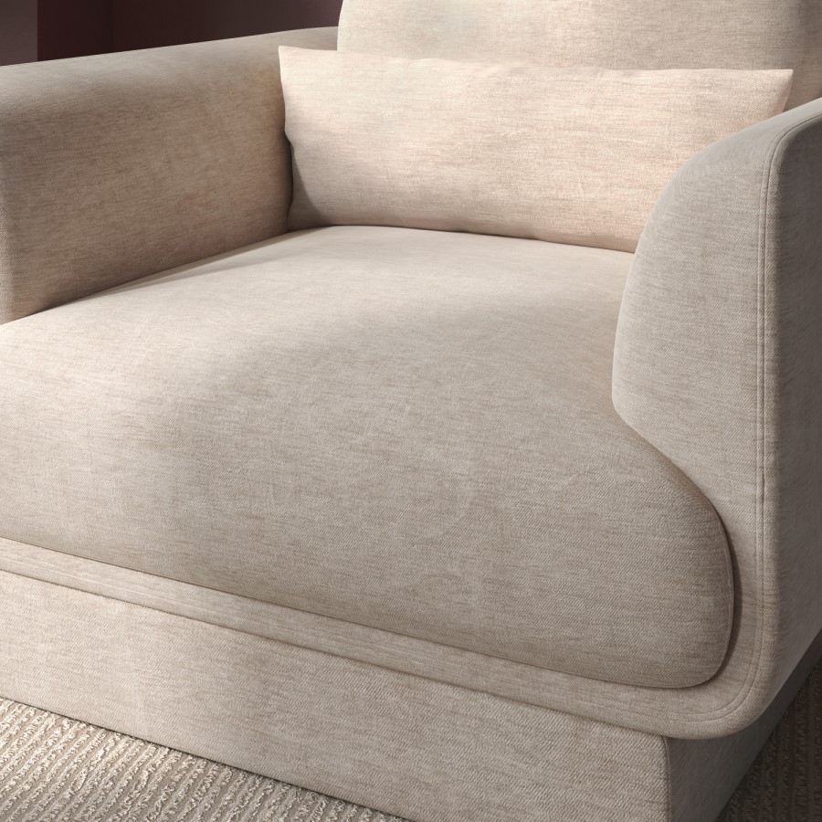 Beige Chenille Armchair with Cushion - Ramses 