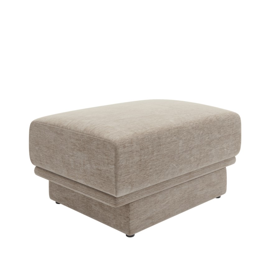 Beige Chenille Footstool - Ramses 