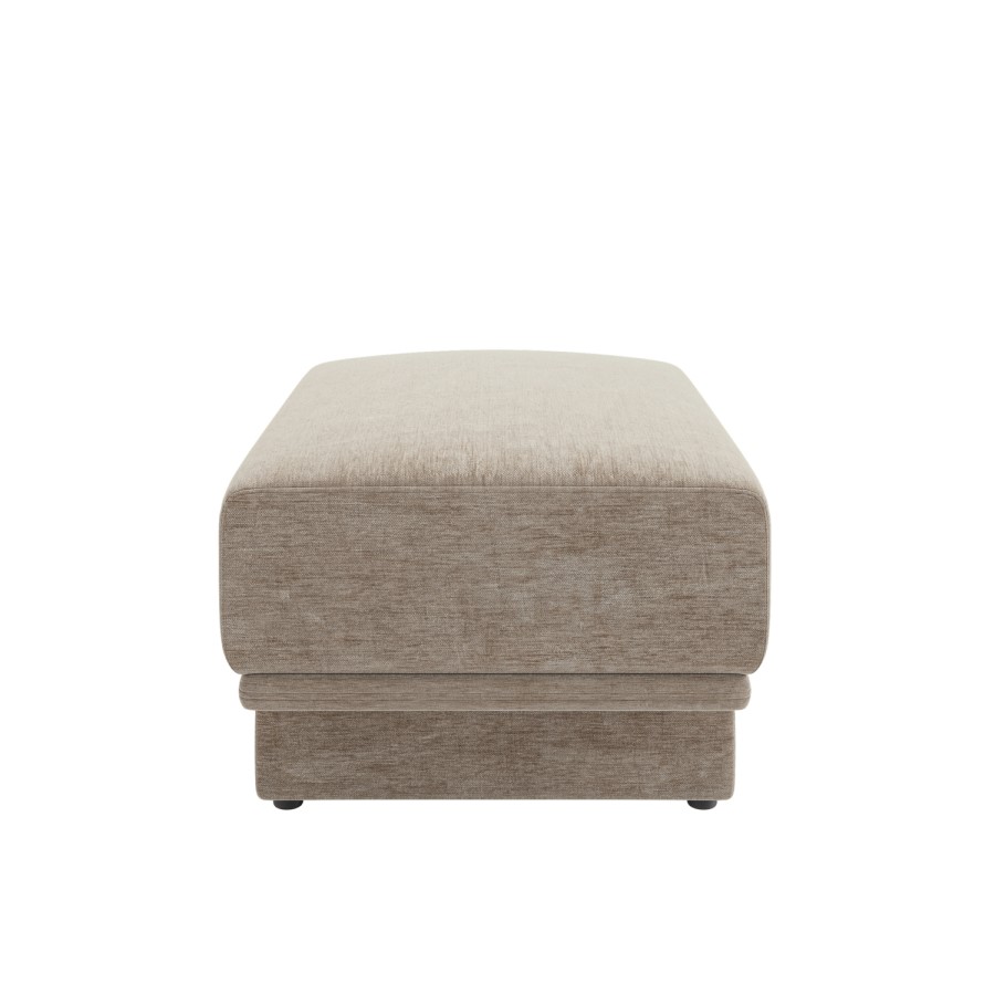 Beige Chenille Footstool - Ramses 