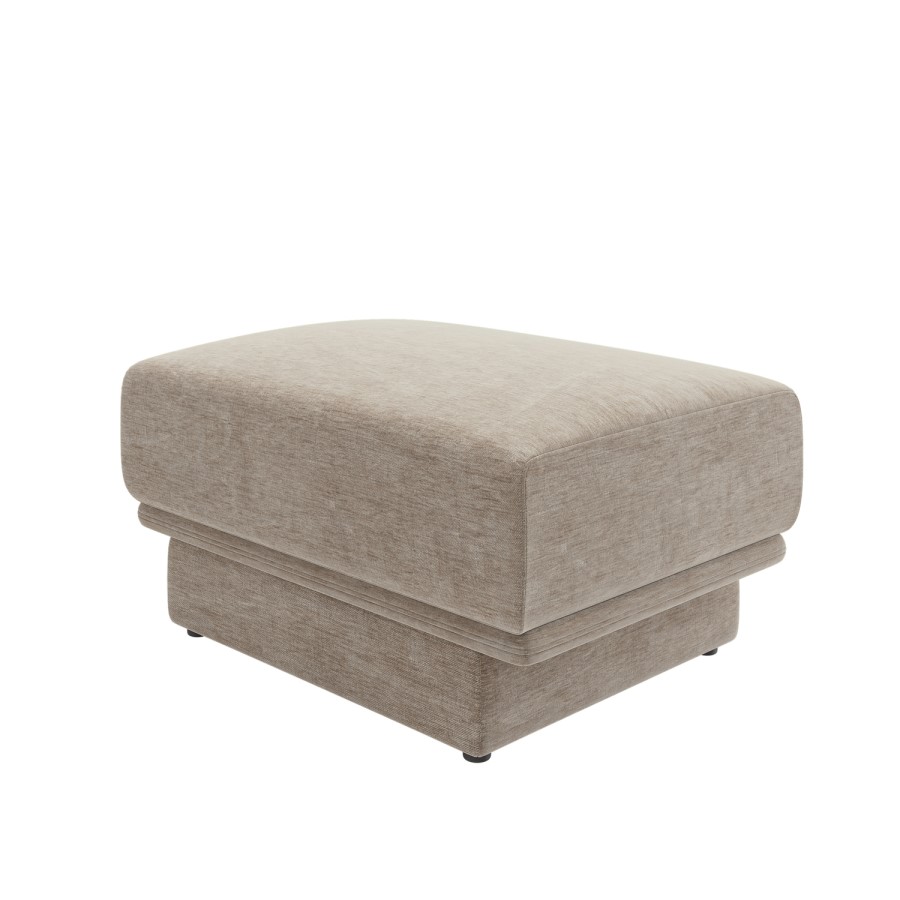 Beige Chenille Footstool - Ramses 