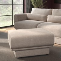 Beige Chenille Footstool - Ramses 