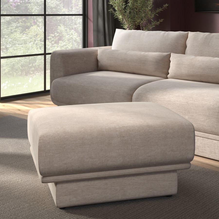 Beige Chenille Footstool - Ramses 