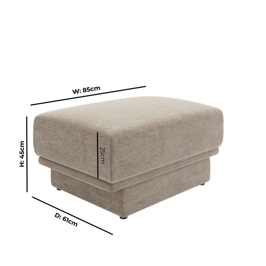 Beige Chenille Footstool - Ramses 
